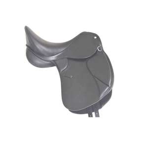 Professional Black Leather Dressage English Saddle with Deep Seat Soft Panels & Adjustable Girth Straps for Horse Riding - Product Image 1