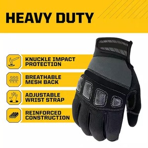 Gants Alpha Racing à doigts entiers, paume en cuir de porc, rembourrage en mousse de 5 mm, coupe-vent, antidérapants, compatibles écran tactile, fermeture auto-agrippante - Product Image 6