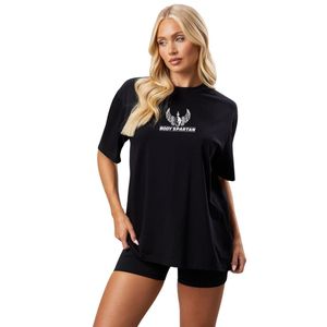 เสื้อยืดโอเวอร์ไซส์สีดำสำหรับผู้หญิง ผ้าฝ้ายน้ำหนักเบา คอกลม ทรงหลวม สวมใส่สบาย เหมาะสำหรับทุกวัน เสื้อผ้าแฟชั่น - Product Image 1