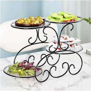 Elegant Gold Metal Pedestal Fruit Bowl Leaf <b>Edge</b> Decorative Serving Tray Centerpiece Stand for Dining Table Party Decor - Product Image 4