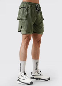 Pantalones Cortos Cargo de Lona Transpirable para Hombre, Multibolsillos, Casuales, Tácticos, 2 en 1, con Bolsillo en la Cintura para Entrenamiento Deportivo - Product Image 6