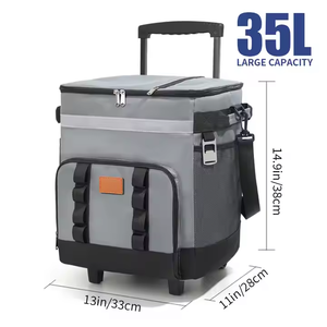 Professional Large Capacity Rolling <b>Insulated</b> Picnic Bag Waterproof Thermal Cooler with Wheels for Outdoor Travel and Camping - Product Image 1