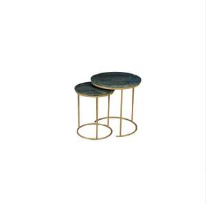 Timeless Appeal Modern Set Of 2 Nesting Coffee <b>Tables</b> <b>Marble</b> Top Metal Frame Living Room Furniture - Product Image 1