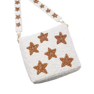 Indian Handmade Luxury Crystal Fashion Accessories Multicolor Beaded Baguette Bag Handle Durable Casual Handbag with Local Styl - Product Image 1