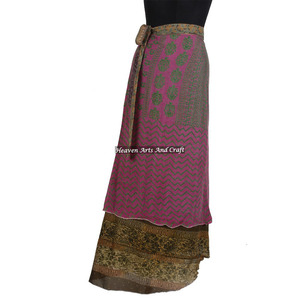 38 Inch 2026 Fashion for Women 2 Layered Art Silk Sari Reversible Summer Beach Wear Magic <b>Wrap</b> <b>Skirts</b> Wholesale Discount!!! - Product Image 1