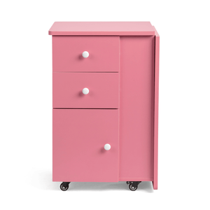 Bureau de manucure pliable en MDF rose avec 2 tiroirs et 1 armoire à porte pour la beauté à domicile ou le salon de manucure - Product Image 6