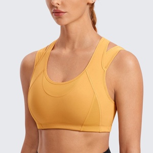 Soutien-gorge de sport sans couture léger et de haute qualité pour femme, couleur jaune moutarde, haut d'entraînement sans manches - Product Image 2