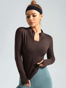 Womens Performance Yoga <b>Jacket</b> Full Sleeve Fitness Gym Running <b>Workout</b> Activewear Custom Logo OEM ODM Private Label Factory Supp - Product Image 3