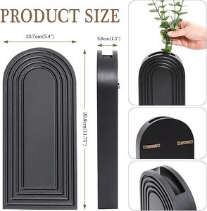 Jarrón de Pared Arqueado de Madera, Decorativo, para Colgar Flores, Estilo Rústico de Bambú y Ratán, para Sala de Estar - Product Image 2