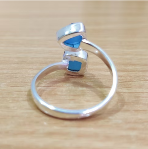 Bague géométrique en argent 925 avec chalcédoine fine (3,3 grammes) – Bijou classique moderne pour le quotidien, les promesses et les mariages - Product Image 4