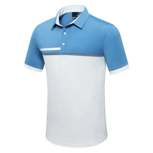 เสื้อโปโลชาย แขนสั้น ดีไซน์สีตัดต่อ ระบายอากาศได้ดี ผ้าถัก สวมใส่สบาย สีขาว-น้ำเงินกรมท่า - Product Image 2