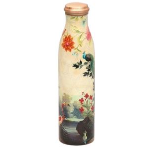 Stylish Nature Printed <b>Metal</b> Water <b>Bottle</b> with Tight Lid Durable Reusable Beverage Container for Hotel Home Decor - Product Image 1