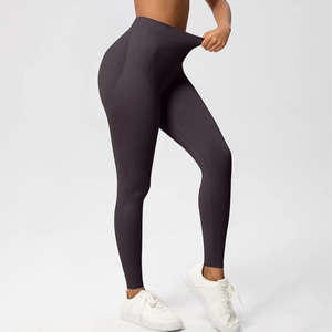 Full Length Solid Quick Dry Spandex/<b>Nylon</b> High Waist Yoga <b>Leggings</b> for Women's Gym Workout Summer Fitness with Customized Logo - Product Image 4