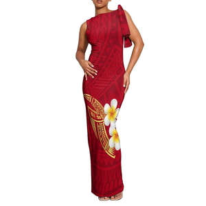 Customized Big Size Women Tie-Up Sleeveless Long Dress Samoan Bodycon Lace up Stacked Evening <b>Wrap</b> Dress - Product Image 3