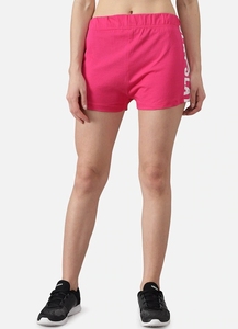 Women's Pink High Waist Sport Shorts With Letter Print <b>Elastic</b> Waist Knitted Spandex Polyester Breathable Regular Fit - Product Image 2