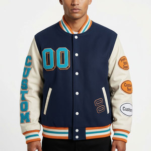 Best Quality <b>Men</b> Varsity <b>Jacket</b> Manufacturer <b>White</b> Sleeves Chenille Patches Varsity <b>Jacket</b> With Embroidery Logo - Product Image 1