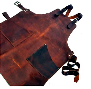 Vintage Style Genuine Leather <b>Apron</b> Multi-Pocket <b>BBQ</b> Cooking Welding Workshop <b>Apron</b> Premium Genuine Leather Adjustable Strap - Product Image 1
