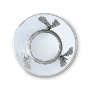 Luxury <b>Silver</b> Metal Bowl Plant Pattern Eco-Friendly Stylish Decorative Dining <b>Coffee</b> <b>Table</b> Living Room Safe Plated Zahid - Product Image 2