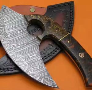 Couteau à pizza unique en acier Damas fait main avec manche en bois personnalisé et étui en cuir Steel Craft International - Product Image 3