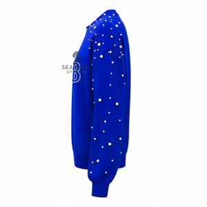 เสื้อสเวตเชิ้ตผ้าฝ้ายปักลายตัวอักษรกรีกประดับมุกสำหรับผู้หญิง Zeta Phi Beta คอกลม แขนยาว สไตล์ลำลอง - Product Image 4