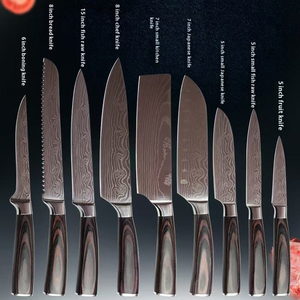 Ensemble de couteaux de cuisine en acier Damas avec étui en cuir, outils professionnels pour couper, trancher et hacher les aliments - Product Image 5