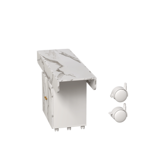 Carrello da Cucina/Isola in Legno con Ruote Rimovibili, 6 Ruote, 47 Pollici, Colore Marmo Bianco, con Ripiani Contenitori e Mobiletto, per Cucina e Ingresso - Product Image 4