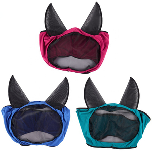 Luxury Horse Ear Bonnet Horse <b>Fly</b> Mesh <b>Net</b> With Ear Cover Blue And White Protective Veil For Equestrian Use - Product Image 3