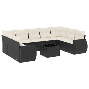 Conjunto de Sofá de Jardín de Ratán PE Negro con Acero con Recubrimiento en Polvo y Vidrio Templado - Product Image 2