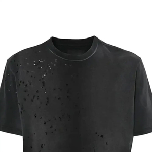 Camiseta de Manga Corta Negra Oversize para Hombre, Cuello Redondo, Diseño Sólido, Tejido de Lona, Anti-Pilling, Transpirable, Estilo Casual Urbano - Product Image 2