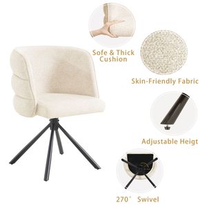 Set di 2 Sedie da Pranzo Moderne Girevoli a 270 Gradi, Sedie da Ufficio Imbottite con Base in Metallo per Camera da Letto e Soggiorno - Product Image 6