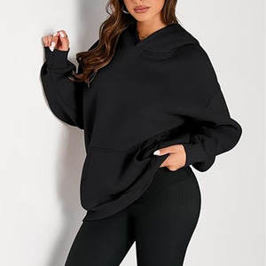 Sudadera con Capucha Gruesa de Algodón 100% para Mujer, Estilo Pullover, Tejido French Terry, Esencial - Product Image 1
