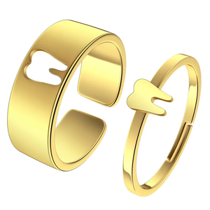 Anillos Geométricos Dorados para Pareja, Acero Inoxidable, Chapado en Oro, Joyería Elegante a la Moda, Anillos Combinables para Enamorados, Regalo Romántico - Product Image 1