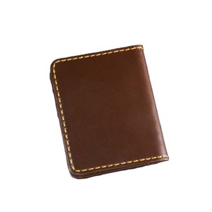 Handstitch Vintage Brown Cowhide Bifold <b>Billfold</b> Slim Card Case Red Contrast Stitching Detail Compact Multi Slot Leather Wallets - Product Image 4