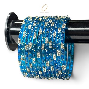 Bracelets en verre kashmiri bleus en forme de goutte de pluie, très tendance, pour femmes, pour mariage et célébrations, vente en gros - Product Image 1