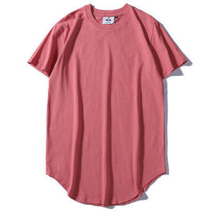 T-shirt d'été ample à ourlet incurvé pour hommes, en coton décontracté à ourlet festonné, vente en gros - Product Image 3