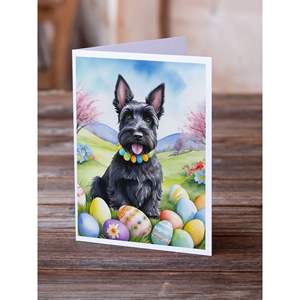 Scottish Terrier <b>Easter</b> Egg Hunt Whimsical A7 Greeting <b>Cards</b> <b>Pack</b> of 8 Blank Note <b>Cards</b> with Envelopes 5x7 Size - Product Image 2