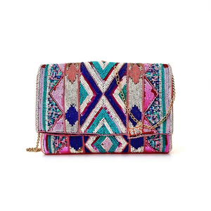 Sac à main décontracté indien fait main de luxe avec accessoires de mode en cristal, poignée perlée multicolore et style local durable - Product Image 2
