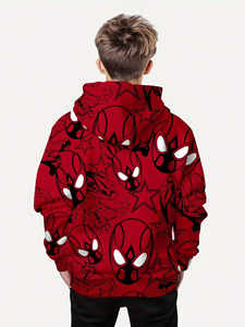 Sweat à capuche décontracté et confortable pour garçons, imprimé Spider Hero, manches longues, pour l'automne et l'hiver - Product Image 3