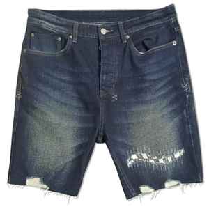 Shorts Bermuda en jean délavé pour homme, taille mi-haute, écoresponsables, à coutures invisibles, taille élastique, anti-plis, couleur unie, vente en gros - Product Image 5