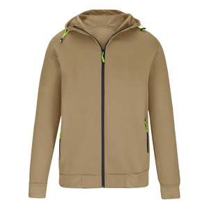 Men's Hooded Zip-Up Sweatshirt Solid Color Regular Fit Casual Style Breathable French Terry Fabric Autumn Wear - Product Image 1