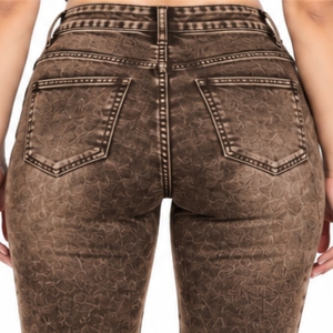 Jean en denim stretch délavé pour femme, coupe slim, aspect délavé, taille confortable, jean décontracté pleine longueur - Product Image 5