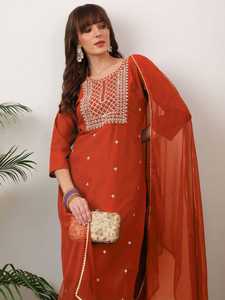 Ensemble Salwar Kameez Kurta indien pakistanais en coton violet brodé, robe ethnique pour femmes, tenue de fête de mariage pour femmes, coupe élégante - Product Image 6