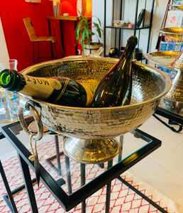 Enfriador de Vino de Plata Hecho a Mano con Asas de Anillo, Cubitera Grande de Metal para Bebidas, Ideal para Bares, Fiestas y Decoración del Hogar - Product Image 2