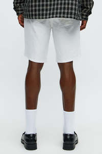 Shorts Bermuda en Coton Blanc pour Homme, Taille Mi-Haute, Fermeture Boutonnée, Style Décontracté, Couleur Unie, Tissu Tissé Respirant - Product Image 3