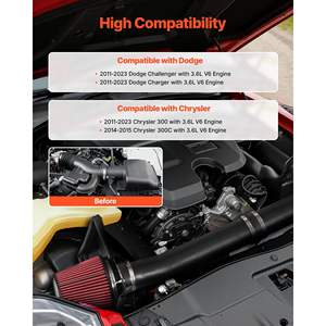 Sistema de Admisión de Aire Frío de 3.5 Pulgadas con Protector de Calor y Kit de Filtro de Alto Flujo D0100X3W74X Compatible con Challenger/Charger 3.6L 2011-2023 - Product Image 2