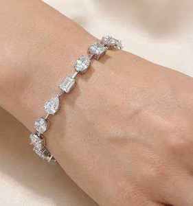 Bracelet tennis en diamants de laboratoire sur mesure, or blanc 18 carats, bracelets de luxe pour femmes - Product Image 3