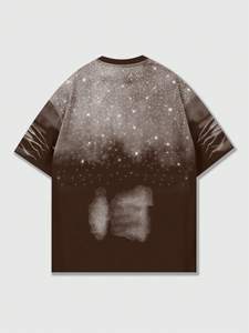 T-shirt Homme Personnalisé 2026 Marron Délavé à l'Acide, Style Punk avec Strass, Col Rond Décontracté, Manches Courtes, Haut d'Été Streetwear - Product Image 5