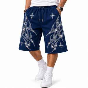 Custom Brown Rhinestone <b>Shorts</b> <b>for</b> <b>Men</b> Silver Flame Design Streetwear Casual <b>Knee</b> <b>Length</b> Drawstring <b>Shorts</b> Manufacturer - Product Image 2