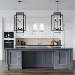 Lampadario a sospensione geometrico nero moderno a 8 luci da 18 pollici con struttura in metallo industriale, luce regolabile per soggiorno e sala da pranzo - Product Image 4