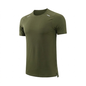 Camiseta Deportiva Unisex de Cuello Redondo, Manga Corta, Color Verde Oliva, de Secado Rápido, con Estampado Frontal, Ajuste Regular, para Todos - Product Image 1